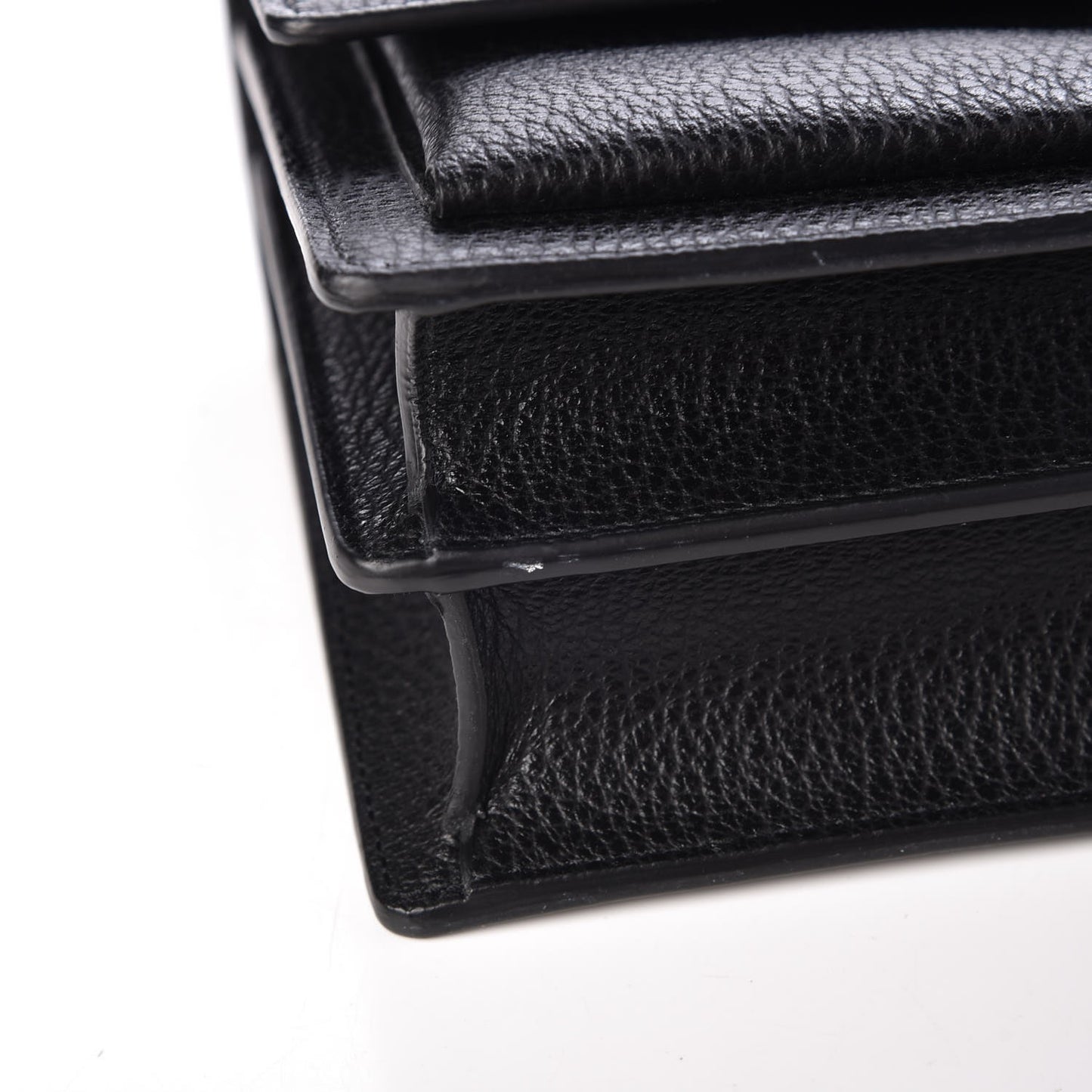 Grained Calfskin Medium Monogram Sunset Satchel Black