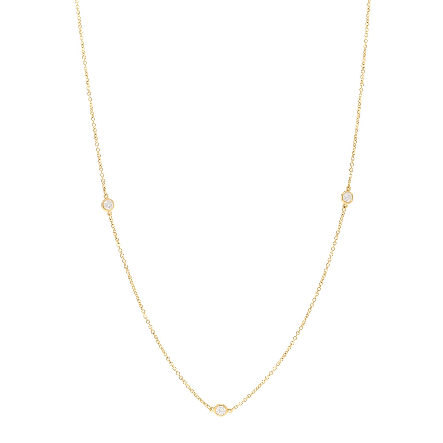 18K Yellow Gold Diamond .45ctw 5 Station Diamonds by the Yard Necklace