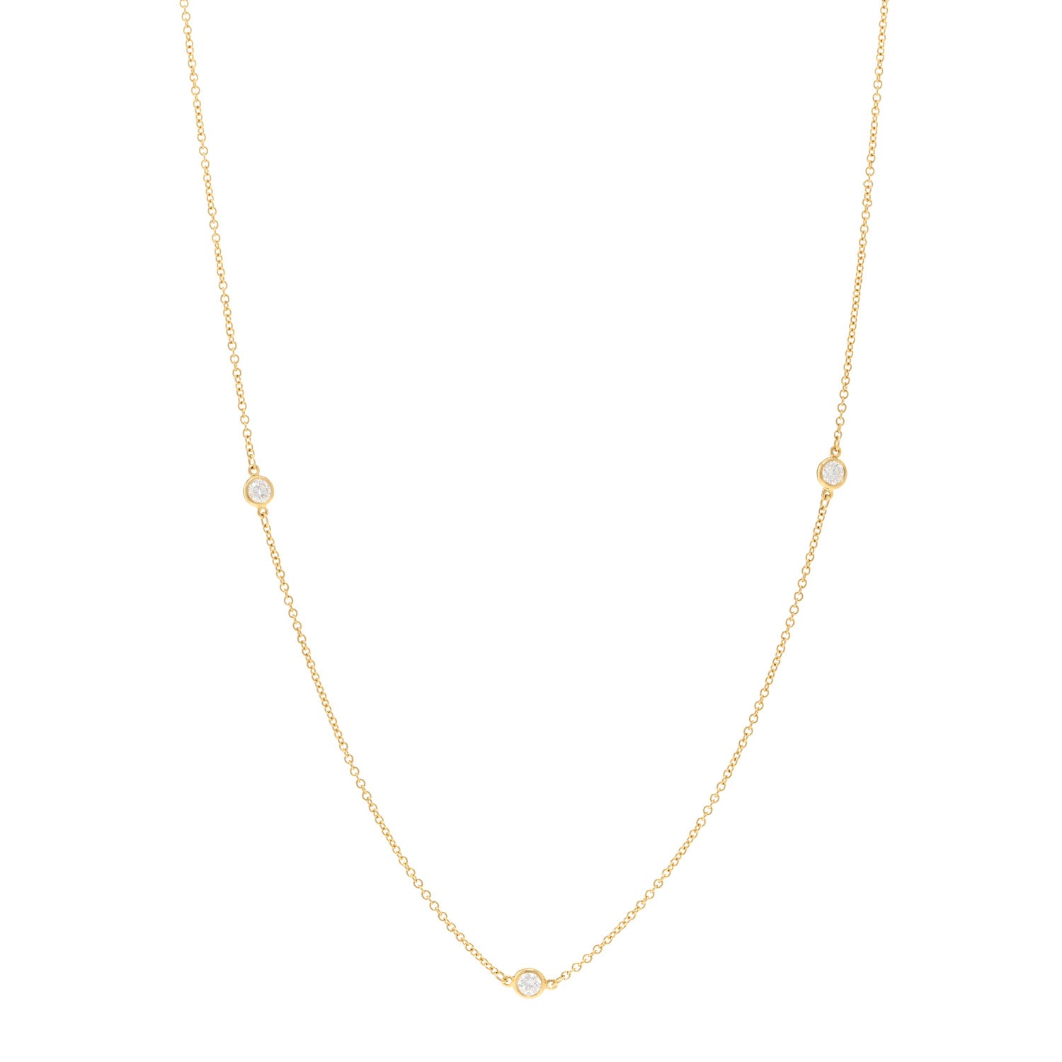 Tiffany 18K Yellow Gold Diamond .45ctw 5 Station Diamonds by the Yard Necklace 1 of 4