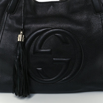 Gucci Pebbled Calfskin Medium Soho Shoulder Bag Black 9 of 11