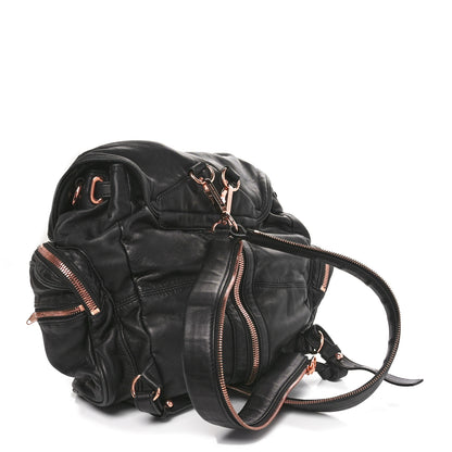 Alexander Wang Lambskin Marti Backpack Bag Washed Black Rose Gold Hardware 3 of 9