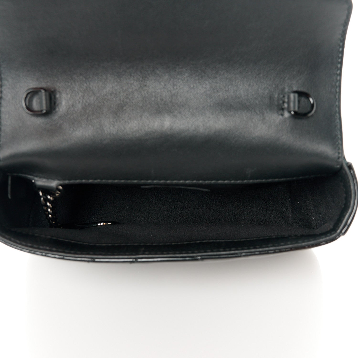 Gucci Patent Lambskin Enamel Matelasse Monochrome Super Mini GG Marmont Shoulder Bag Black 5 of 10