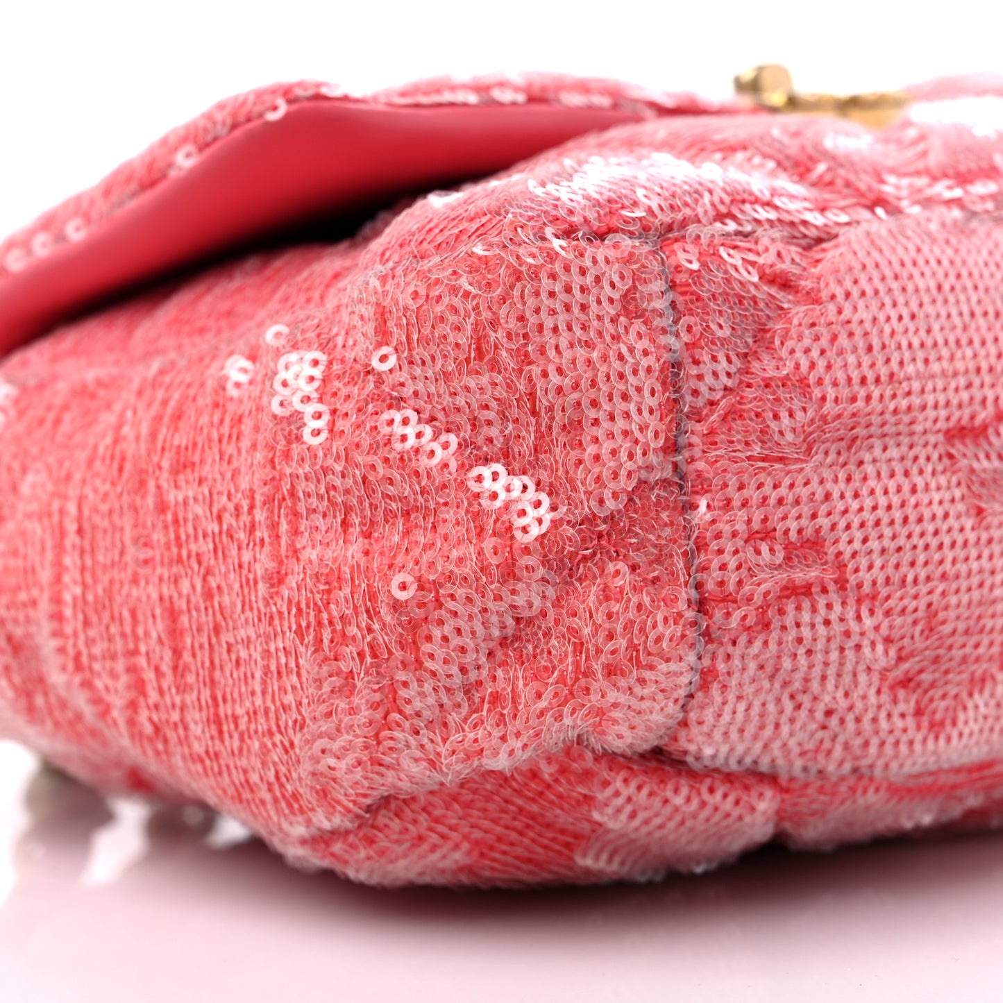 Sequin Quilted Medium Chanel 19 Flap Coral