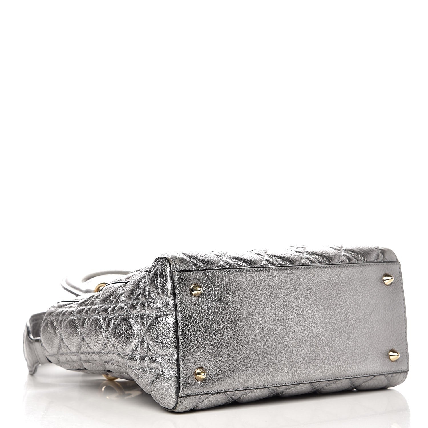 Christian Dior Metallic Grained Calfskin Cannage Medium Lady Dior Silver 4 of 8