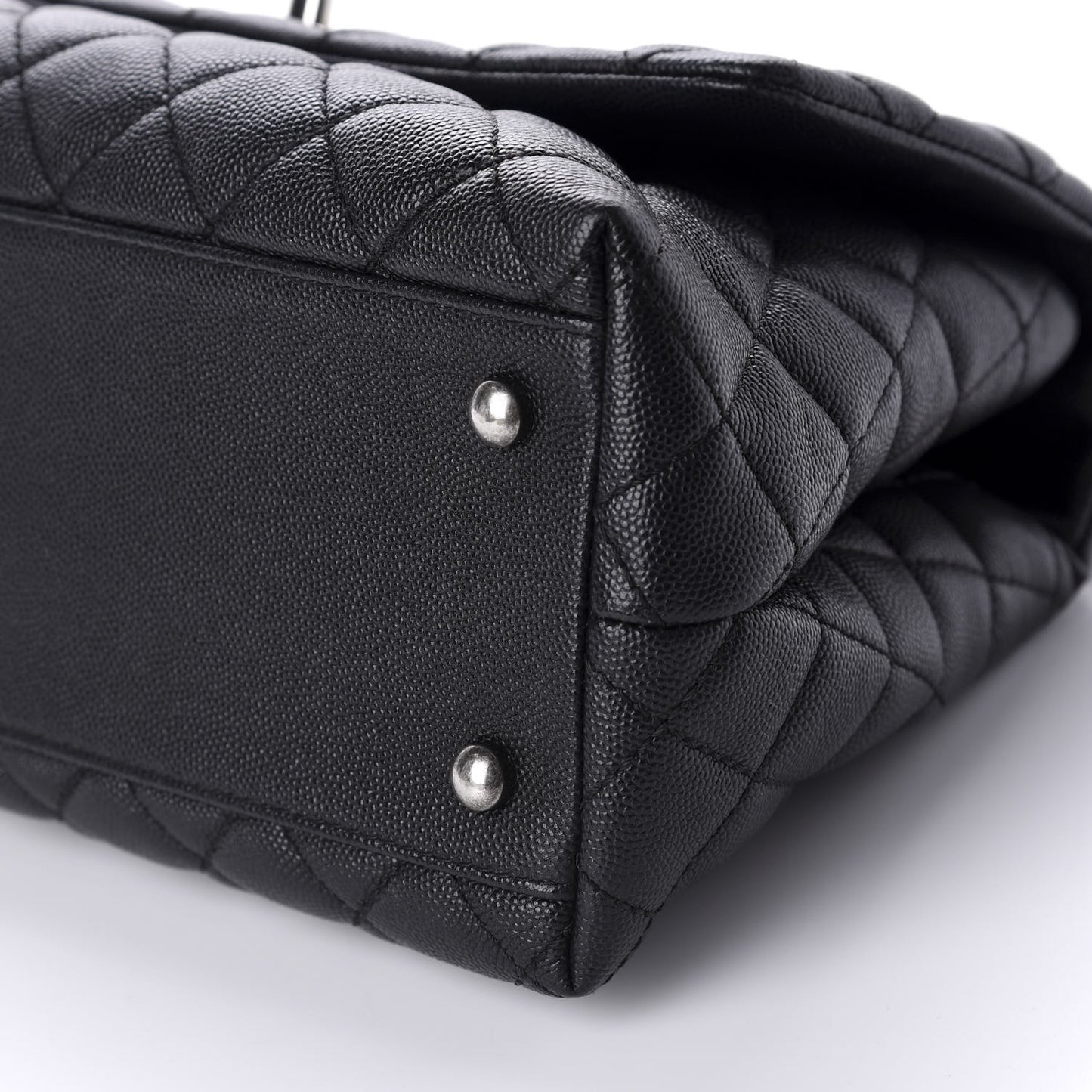Caviar Quilted Small Coco Handle Flap Black