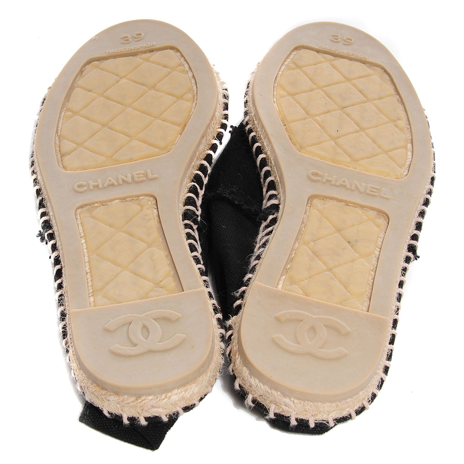 Chanel Toile CC Espadrilles Black Beige 39 4 of 7