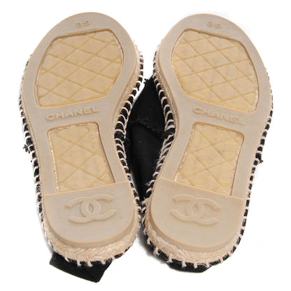 Chanel Toile CC Espadrilles Black Beige 39 4 of 7