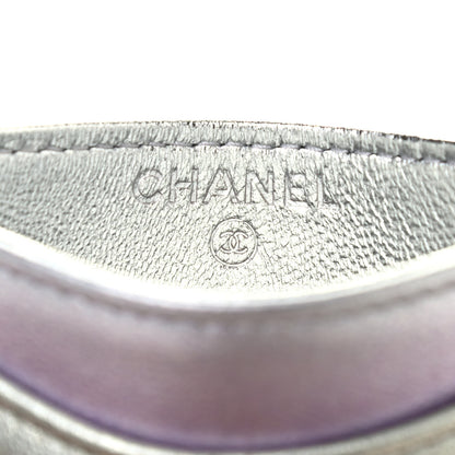 Chanel Gradient Metallic Calfskin Quilted Card Holder Silver Blue Yellow Purple 6 of 8