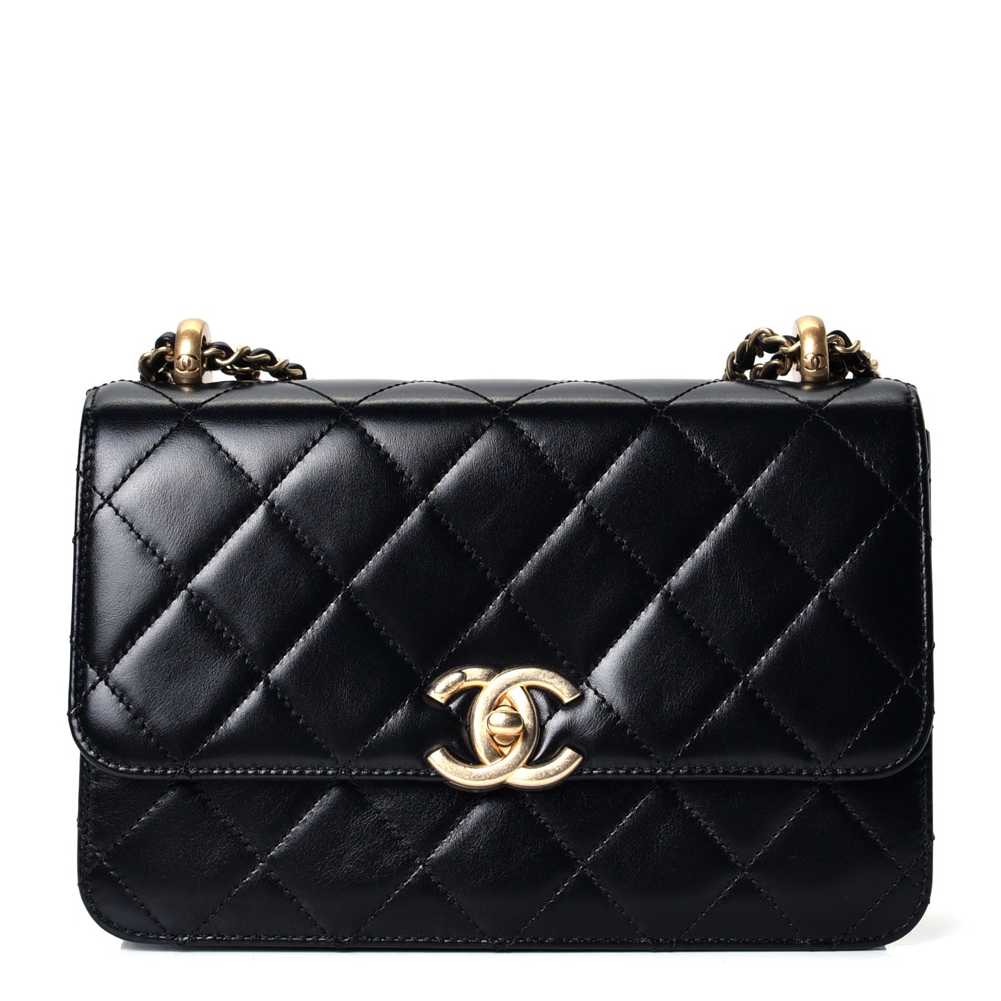 Calfskin Quilted Perfect Fit Flap Black