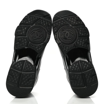 Chanel Lambskin Fabric CC Sneakers 39 Black 5 of 8