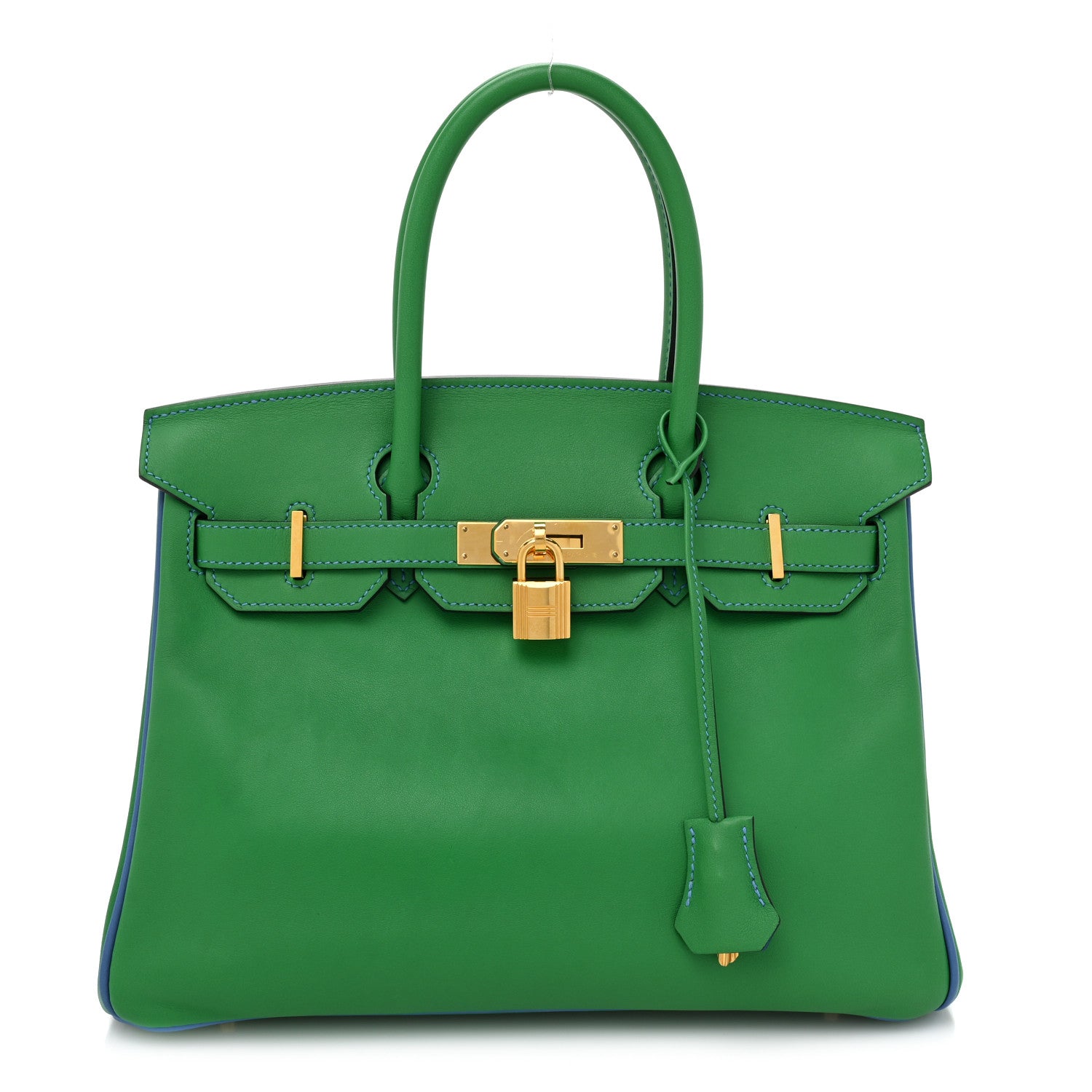 Hermes Swift Horseshoe Birkin 30 Vert Vertigo Bleu Hydra 1 of 12