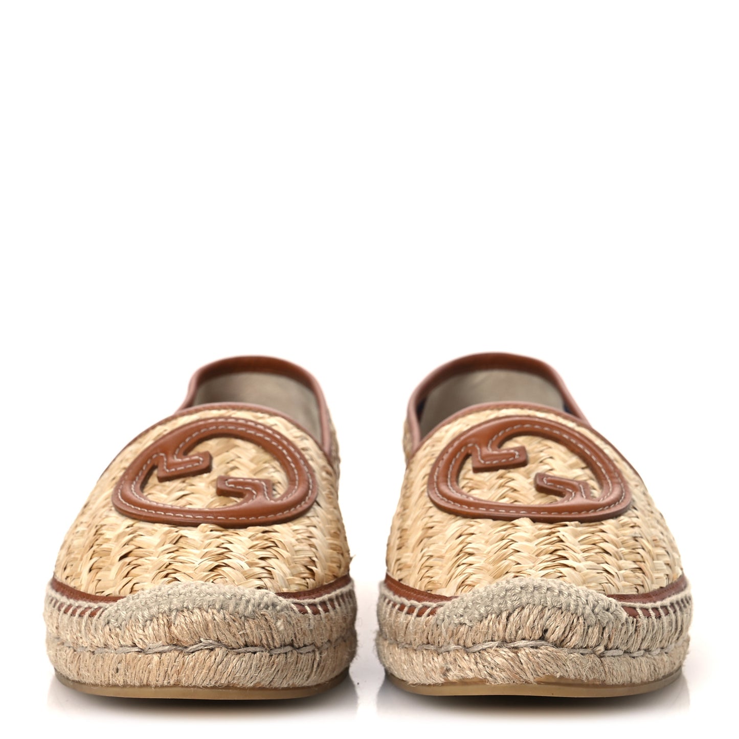 Raffia Harness Calfskin Interlocking G Adela Espadrilles 41 Palmi Naturale Harness Brown
