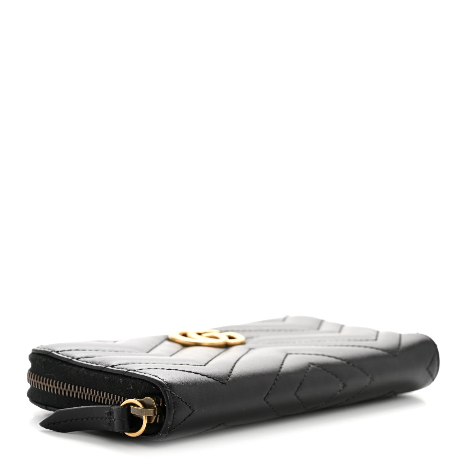 Gucci Calfskin Matelasse GG Marmont Zip Around Organizer Wallet Black 4 of 11