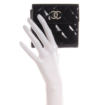 Chanel Patent Quilted Brilliant Compact Wallet Black 2 of 8