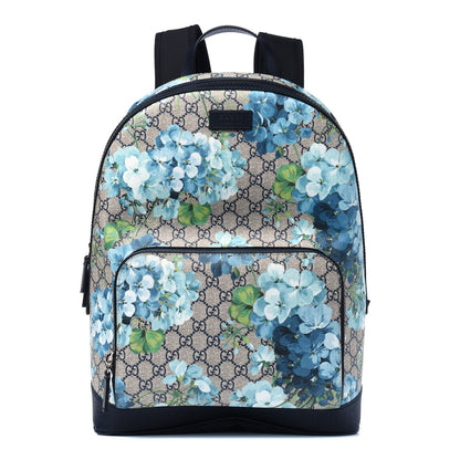Gucci GG Supreme Monogram Blooms Medium Day Backpack Beige Blue Navy 1 of 4