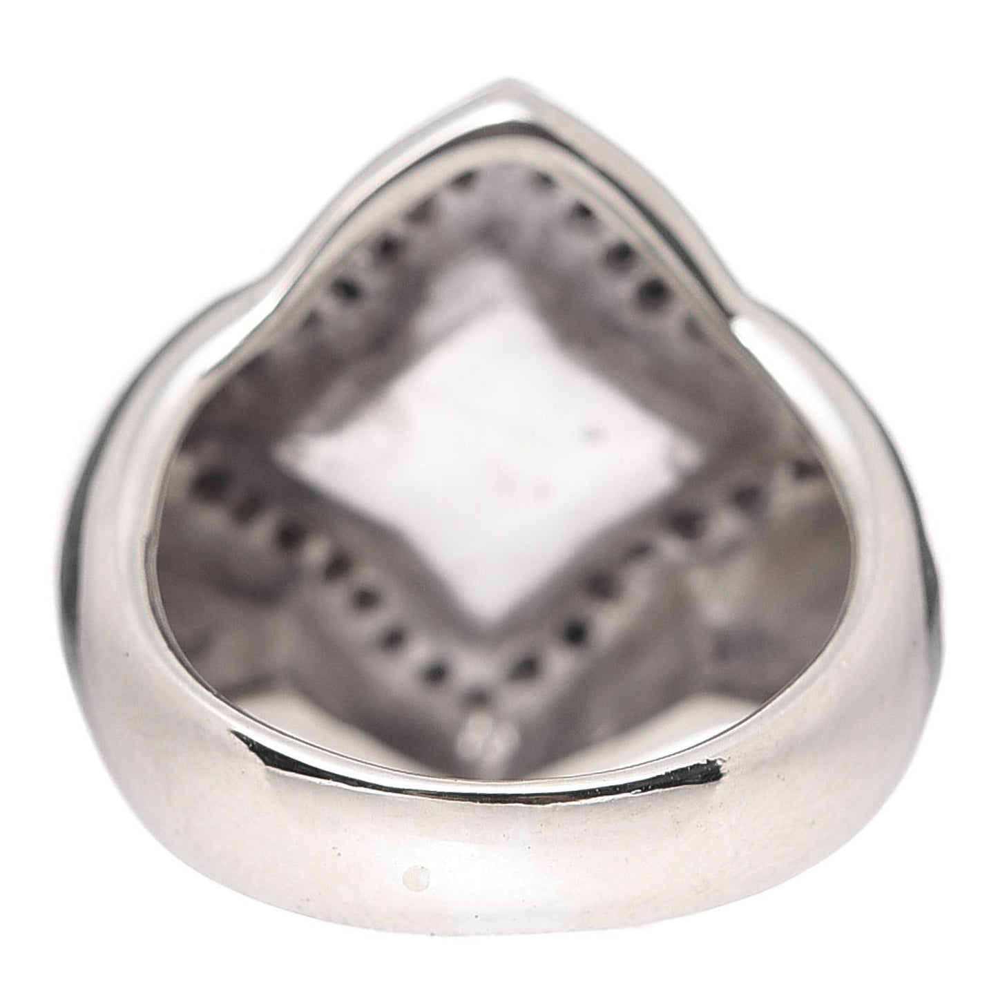 18K White Gold Diamond Blue Chalcedony Quatrefoil Ring 50 5.5