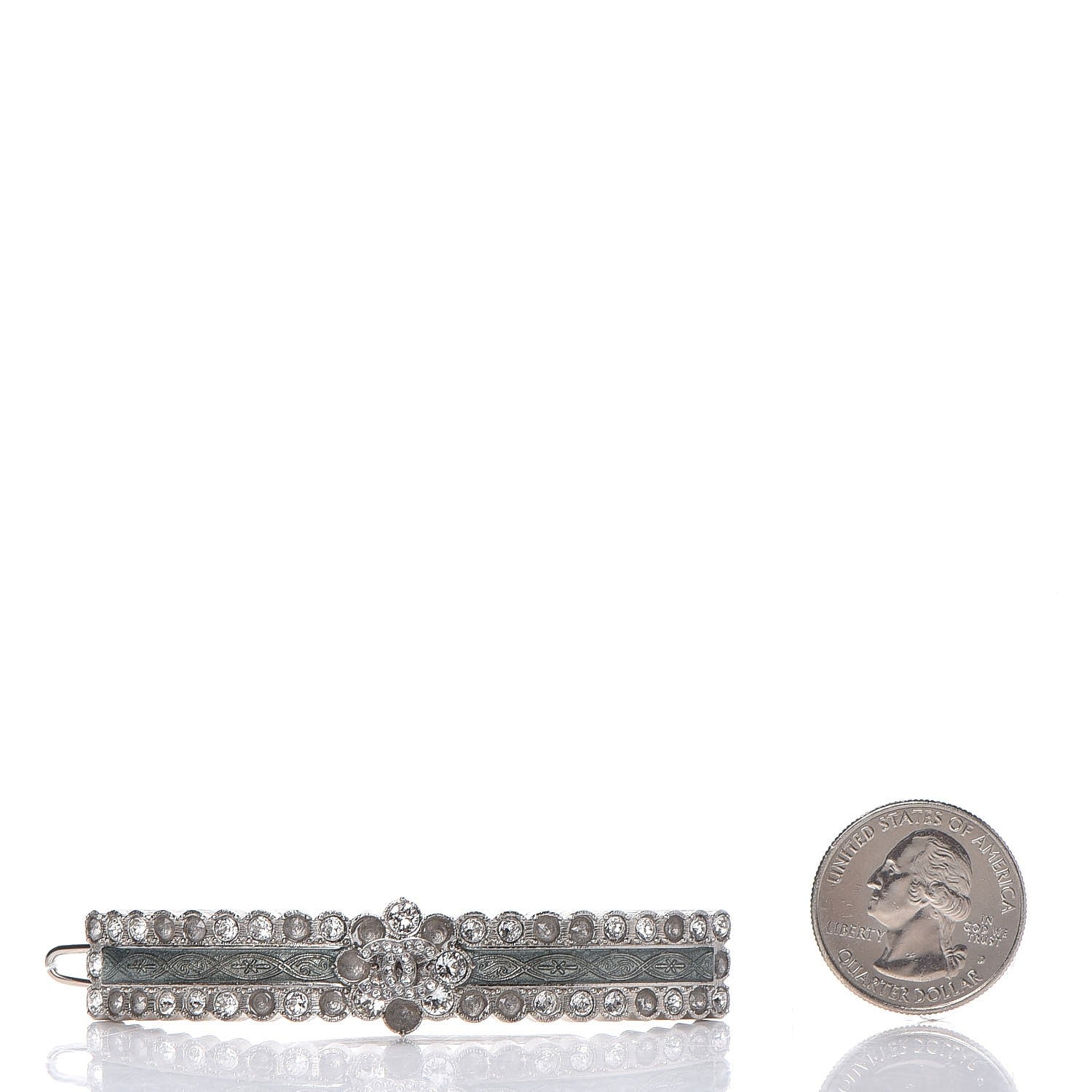 Chanel Crystal CC Hair Pin Silver 2 of 5