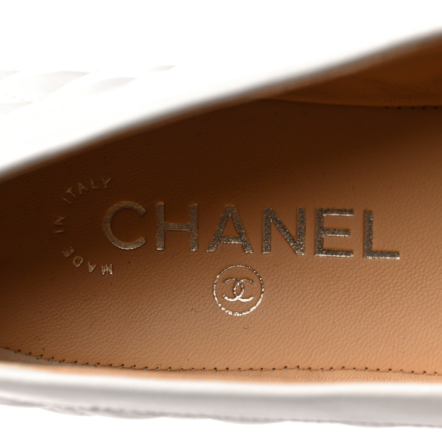 Chanel Lambskin Quilted Womens Chain CC Loafers 38 White 6 of 8
