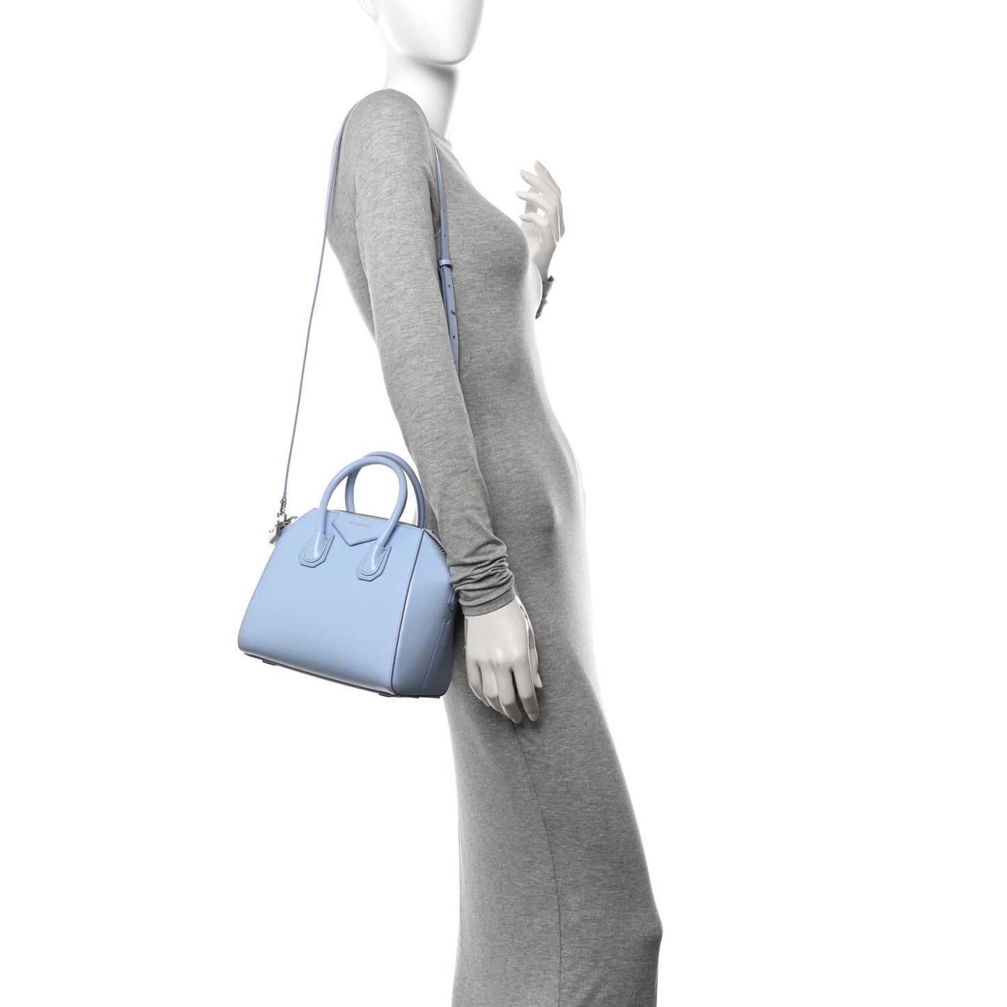 Shiny Lord Calfskin Mini Antigona Baby Blue