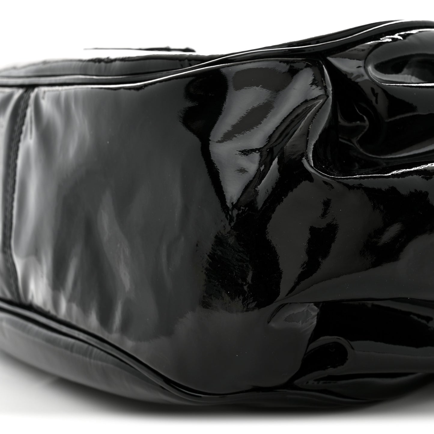 Patent Camellia Shoulder Bag Black
