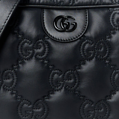 Gucci Nylon Calfskin Enamel GG Matelasse Shoulder Bag Black 8 of 10