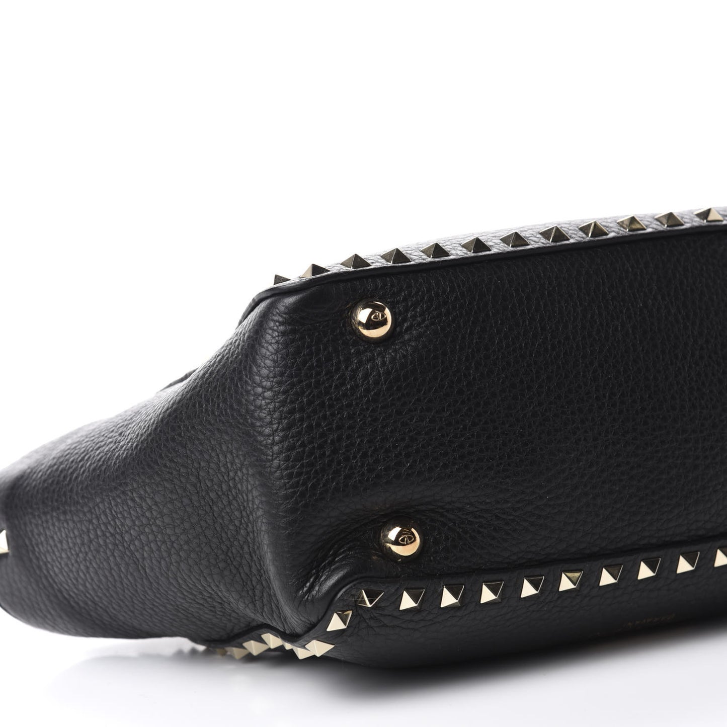 Grained Calfskin Small Rockstud Tote Black