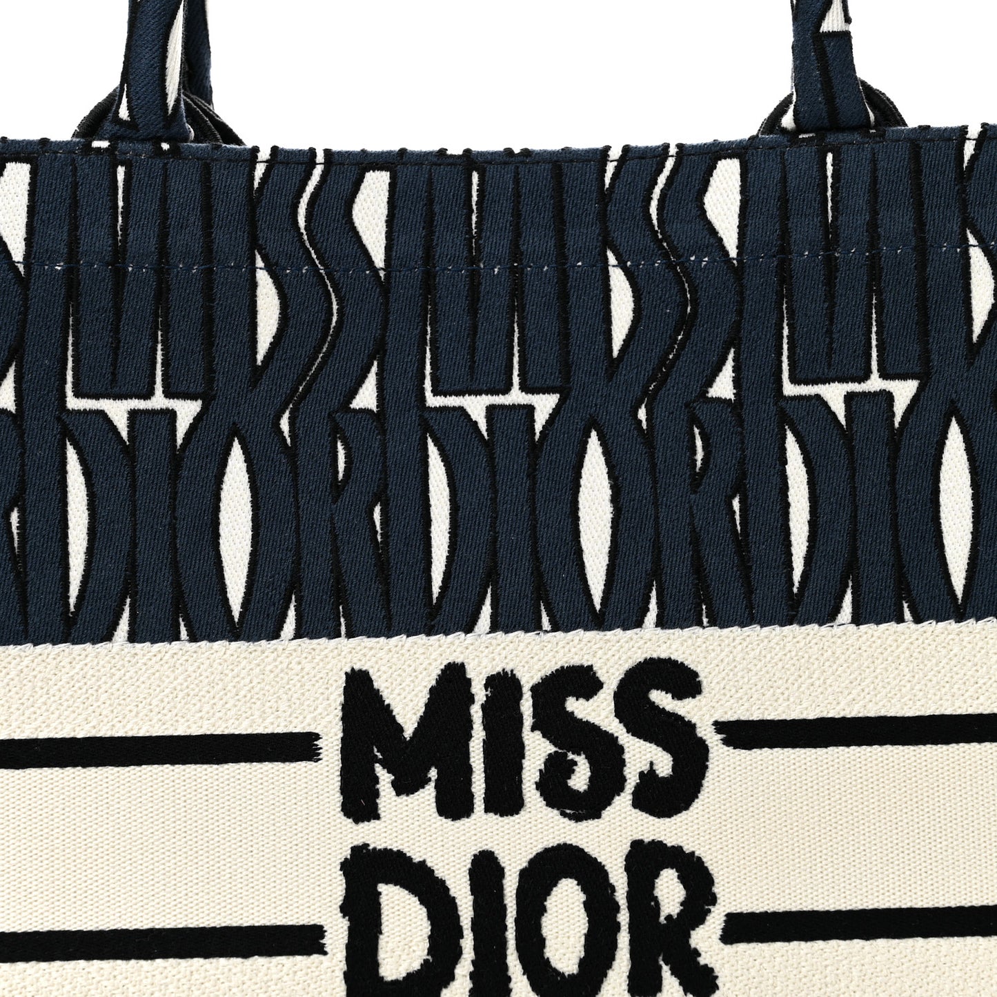Canvas Embroidered Medium Miss Dior Graffiti Book Tote White Deep Blue