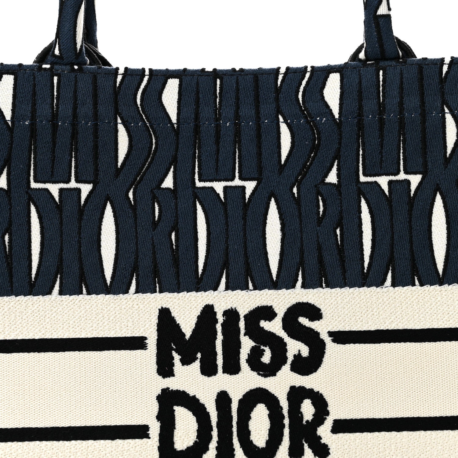 Christian Dior Canvas Embroidered Medium Miss Dior Graffiti Book Tote White Deep Blue 7 of 10