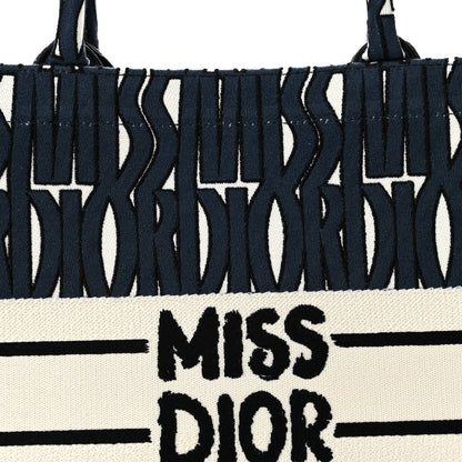 Christian Dior Canvas Embroidered Medium Miss Dior Graffiti Book Tote White Deep Blue 7 of 10
