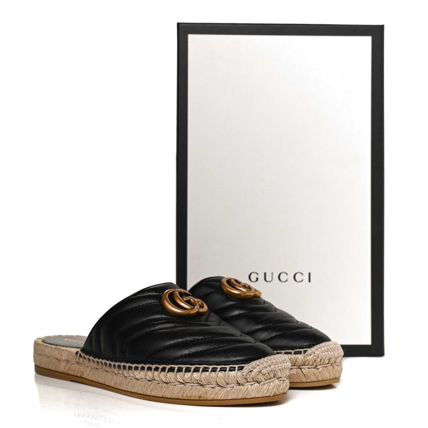 Gucci Nappa Matelasse GG Marmont Espadrille Slippers 36.5 Black 12 of 12