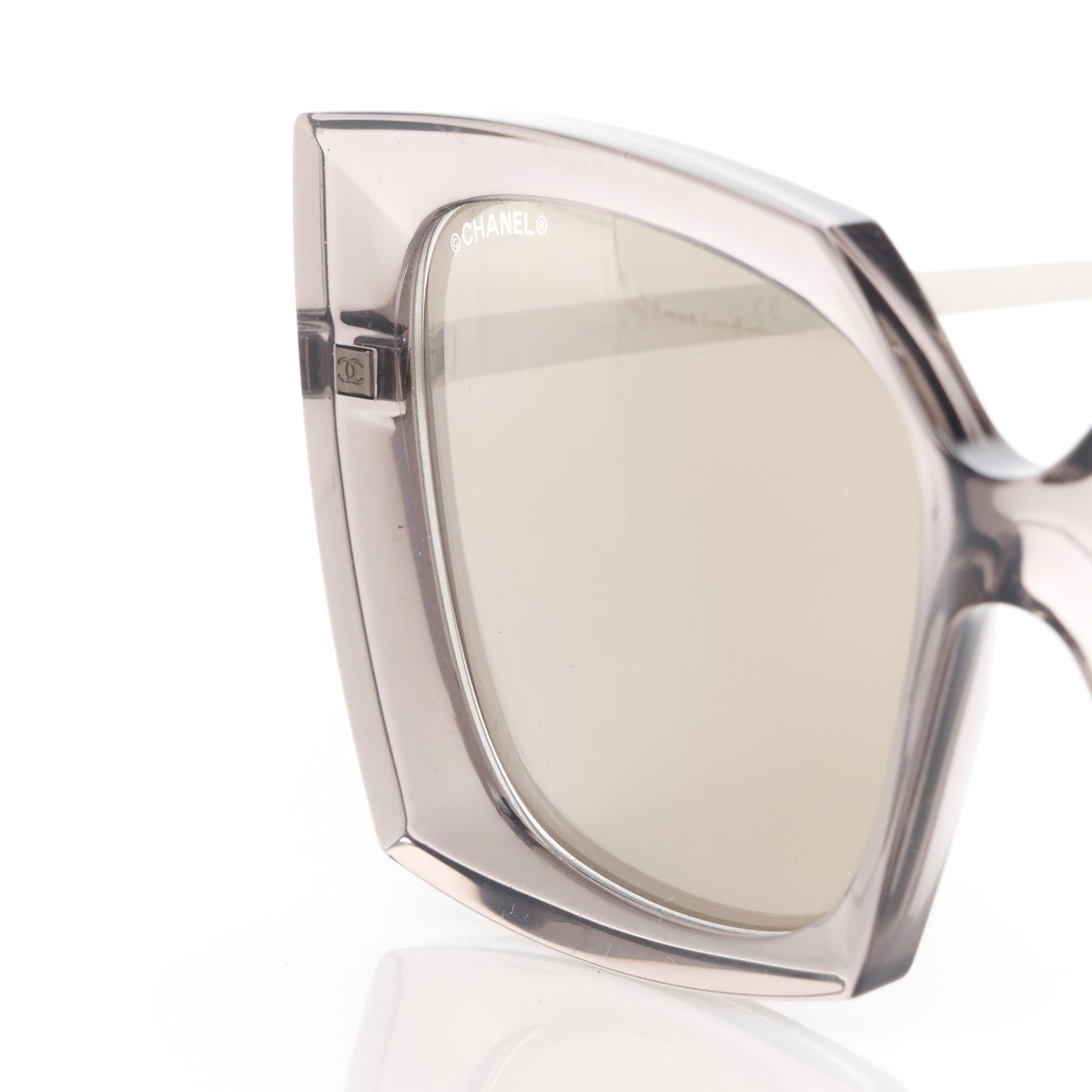 18K White Gold Mirror Square Sunglasses 6051 Gray