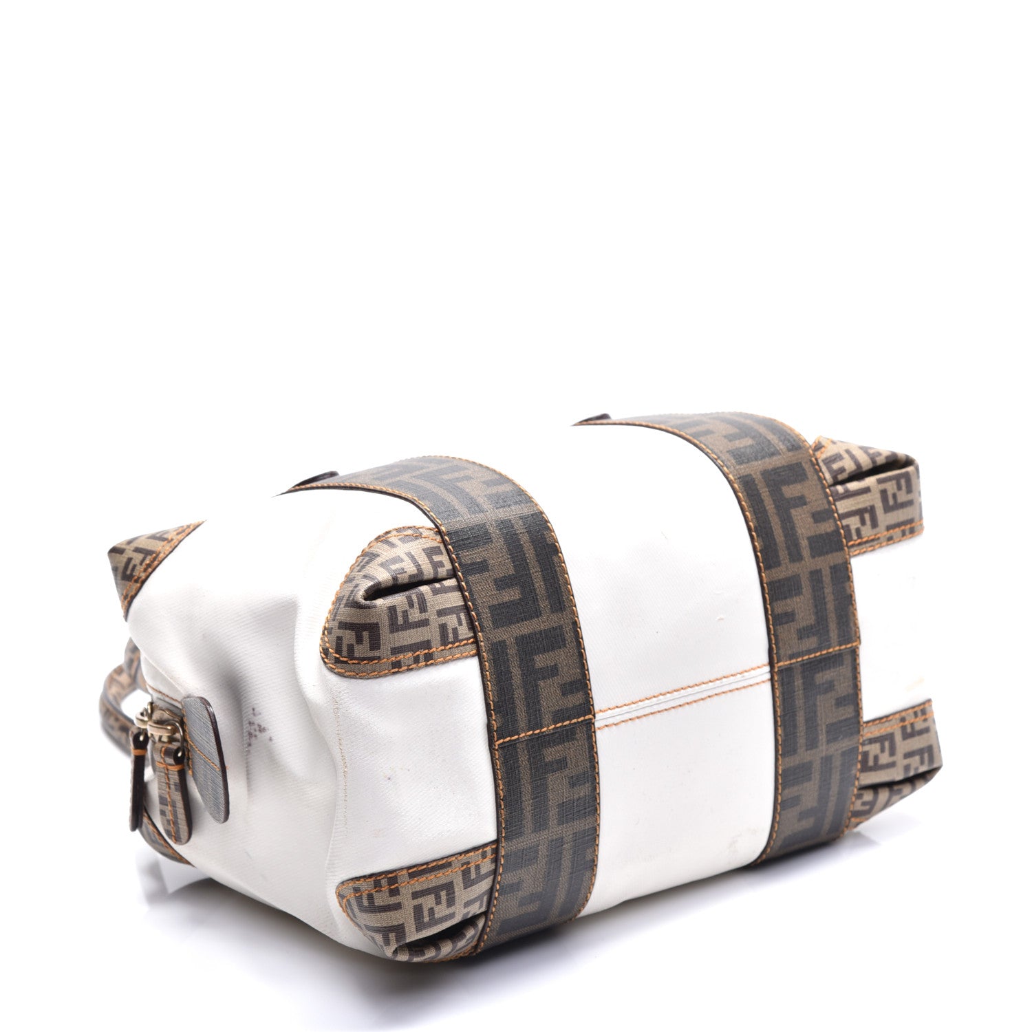 Fendi Canvas Zucca Zucchino Spalmati Mixed Media Small B Mix Tote White 4 of 12
