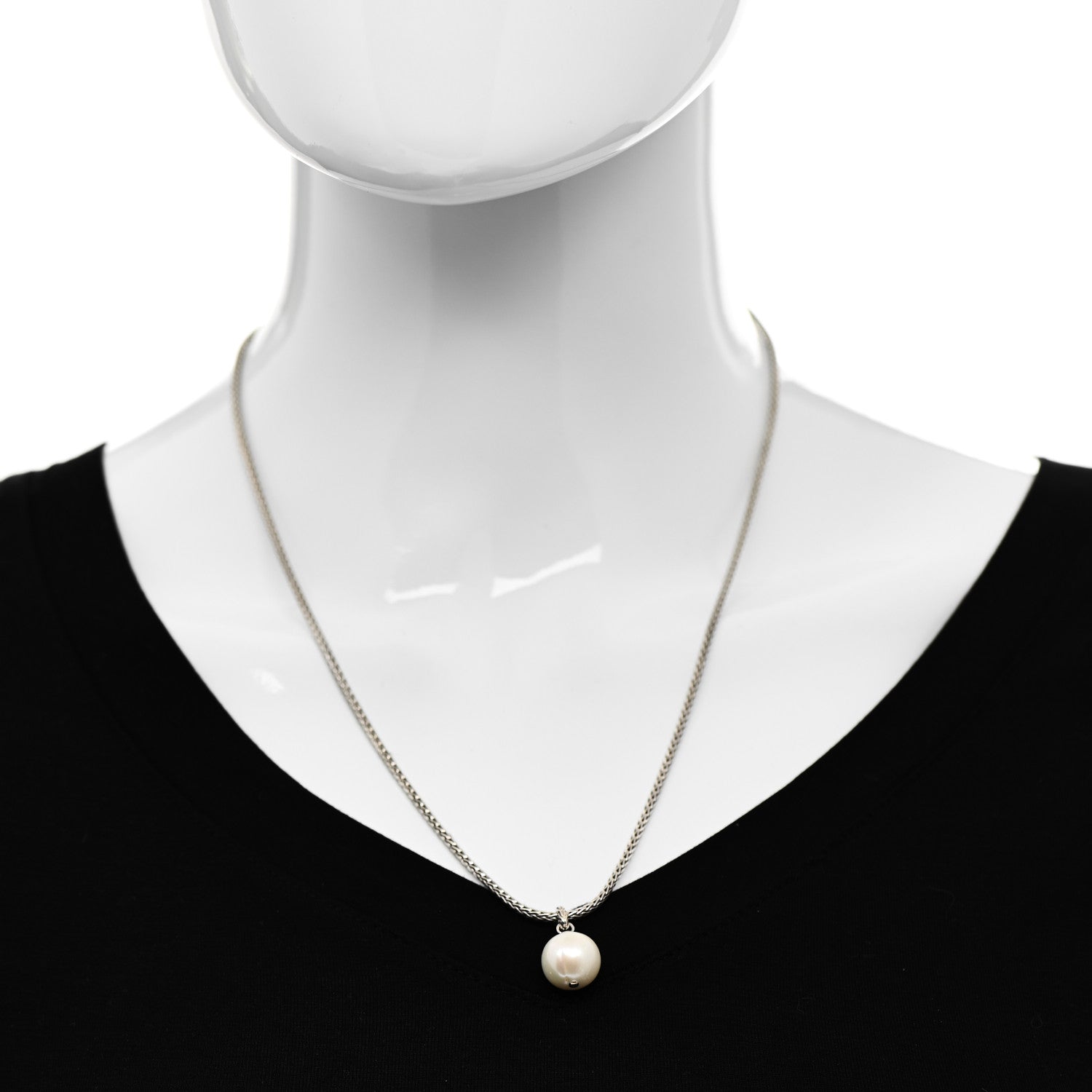 John Hardy Sterling Silver 12mm Pearl Classic Chain Pendant Necklace 2 of 5