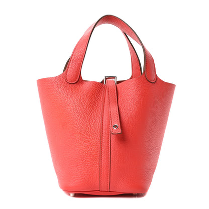 Hermes Taurillon Clemence Picotin Lock 18 PM Rouge Pivoine 1 of 10