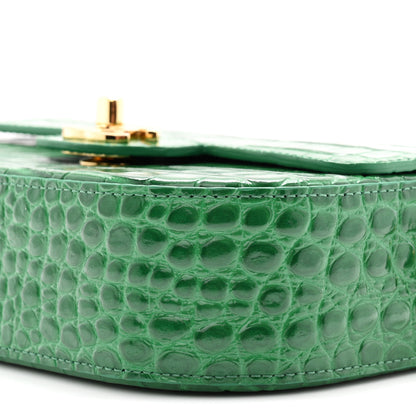 Chanel Calfskin Crocodile Embossed Turn Around Mini Flap Green 10 of 11