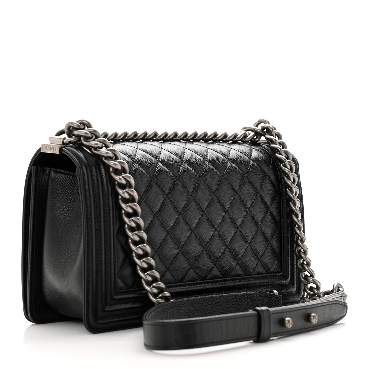 Caviar Quilted Medium Boy Flap Black