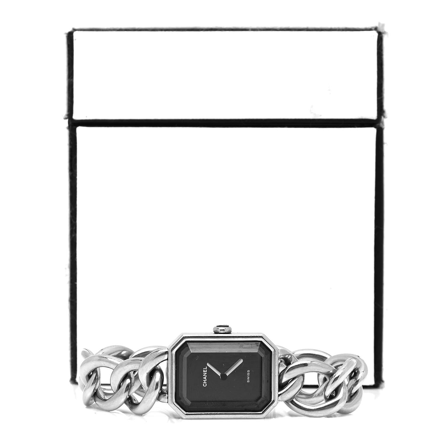 Chanel Stainless Steel 20mm Chain Premiere Quartz Watch Black S 5 of 5