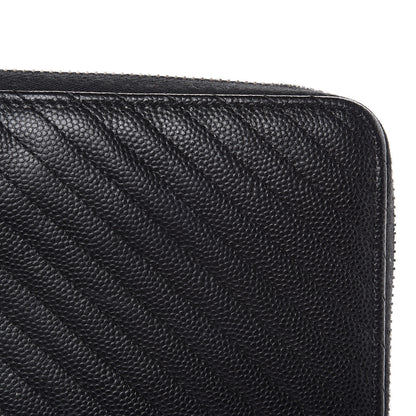 Chanel Caviar Chevron Quilted Large Gusset Zip Around Wallet Black 9 of 11