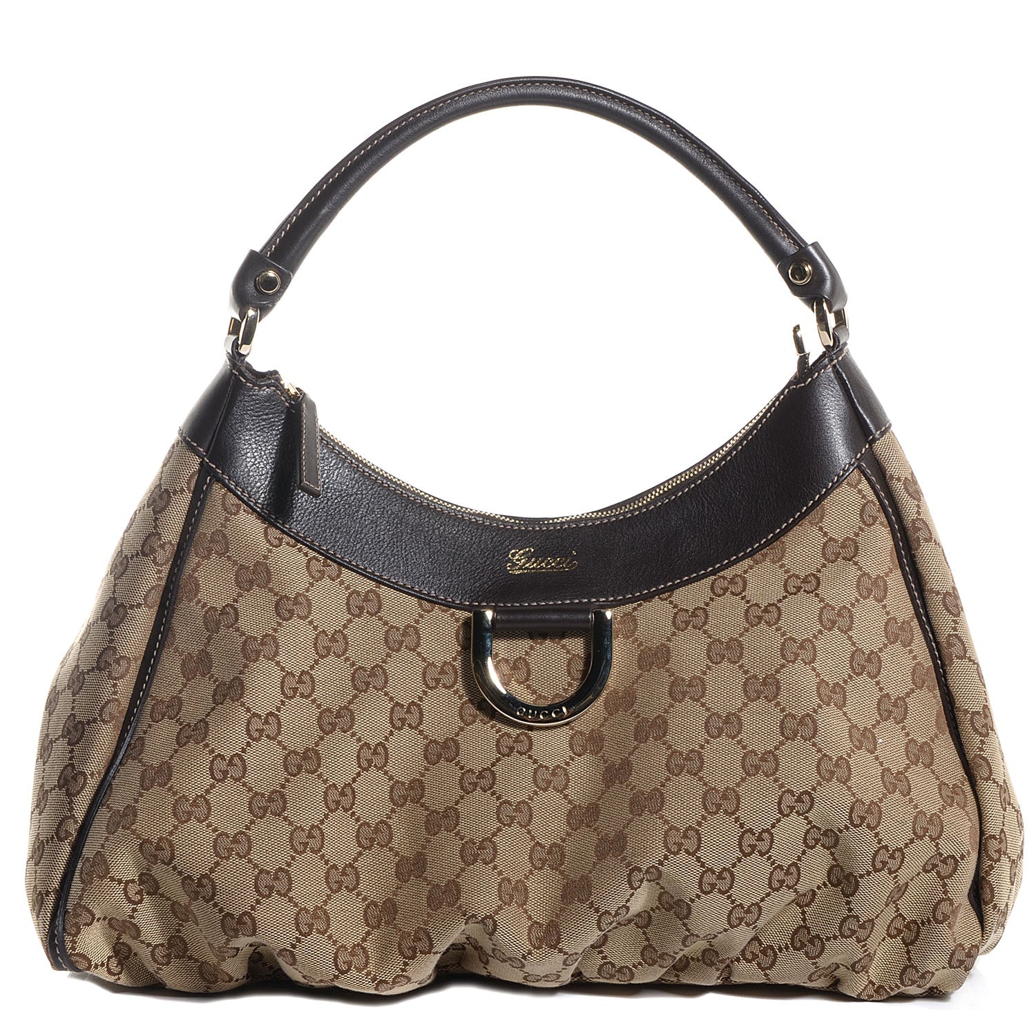 Gucci Monogram Large D Gold Hobo Dark Brown 1 of 7