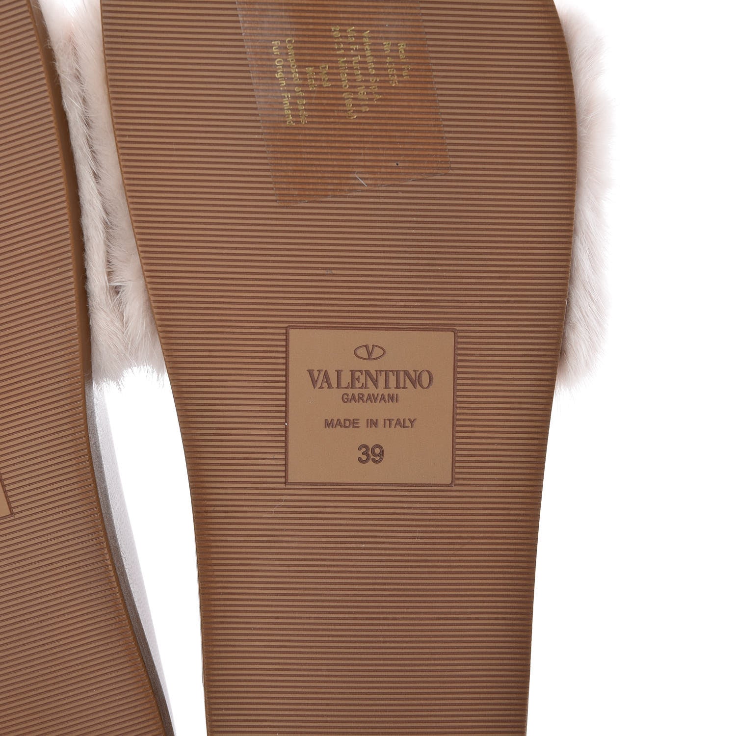Valentino Garavani Mink Fur Rockstud Slide Sandals 39 Vapeur 6 of 9