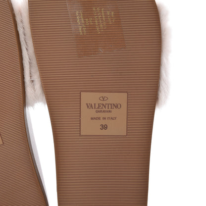 Valentino Garavani Mink Fur Rockstud Slide Sandals 39 Vapeur 6 of 9