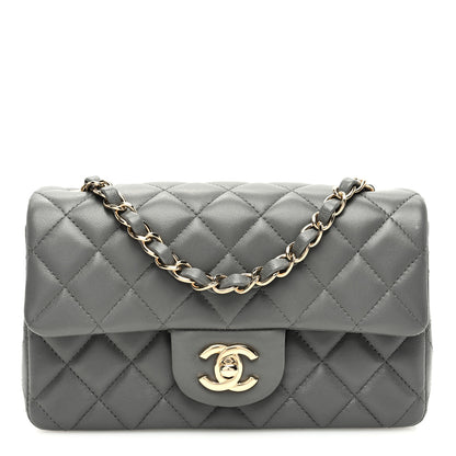 Chanel Lambskin Quilted Mini Rectangular Flap Dark Grey 1 of 11