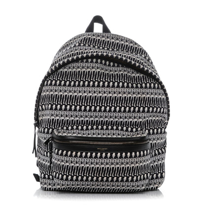 Saint Laurent Nylon City Skeleton Print Backpack Black White 1 of 6