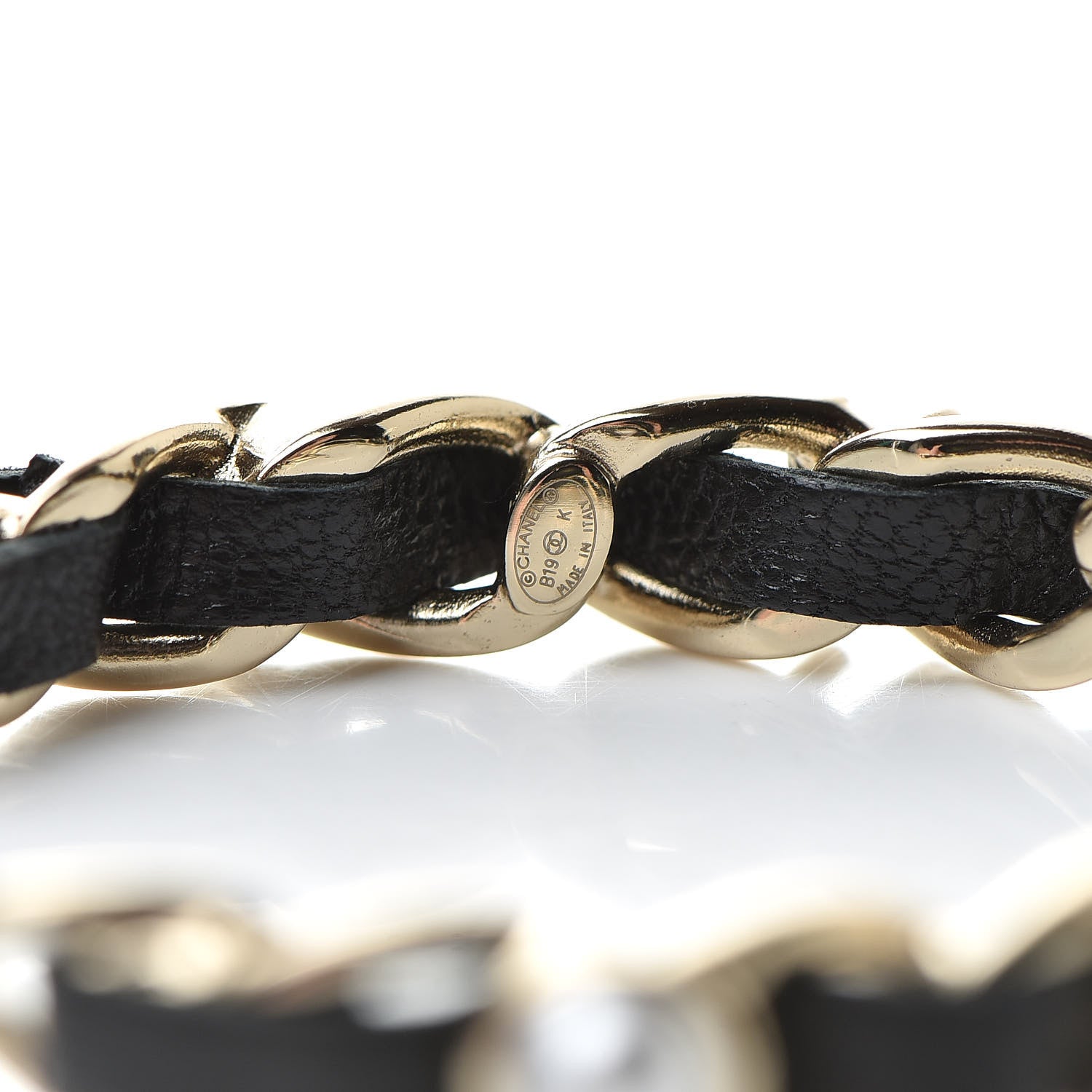 Chanel Lambskin Pearl CC Chain Hoop Earrings Gold Black 4 of 5