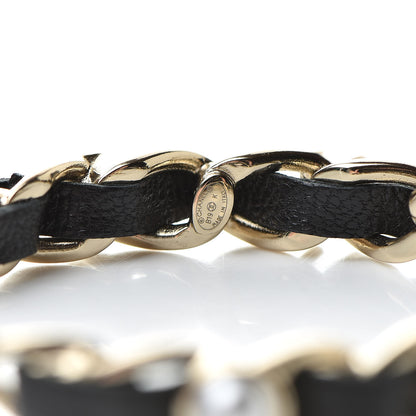 Chanel Lambskin Pearl CC Chain Hoop Earrings Gold Black 4 of 5