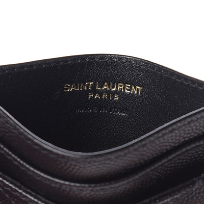 Saint Laurent Grain De Poudre Matelasse Chevron Monogram Credit Card Case Black 6 of 8