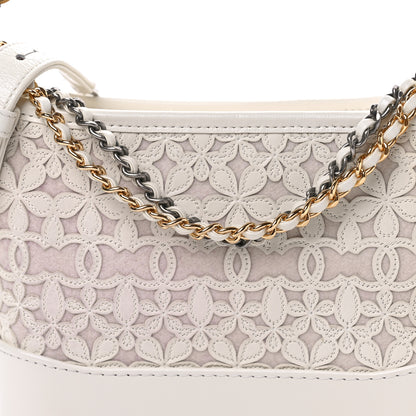 Chanel Calfskin Wool Felt Embossed Small Gabrielle Logo Hobo White 8 of 11