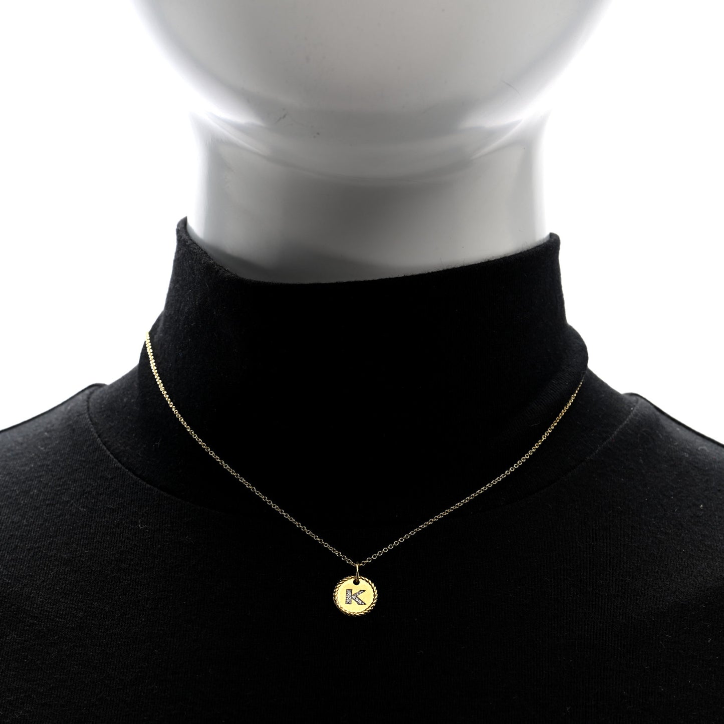 18K Yellow Gold Diamond Initial K Charm Pendant Necklace
