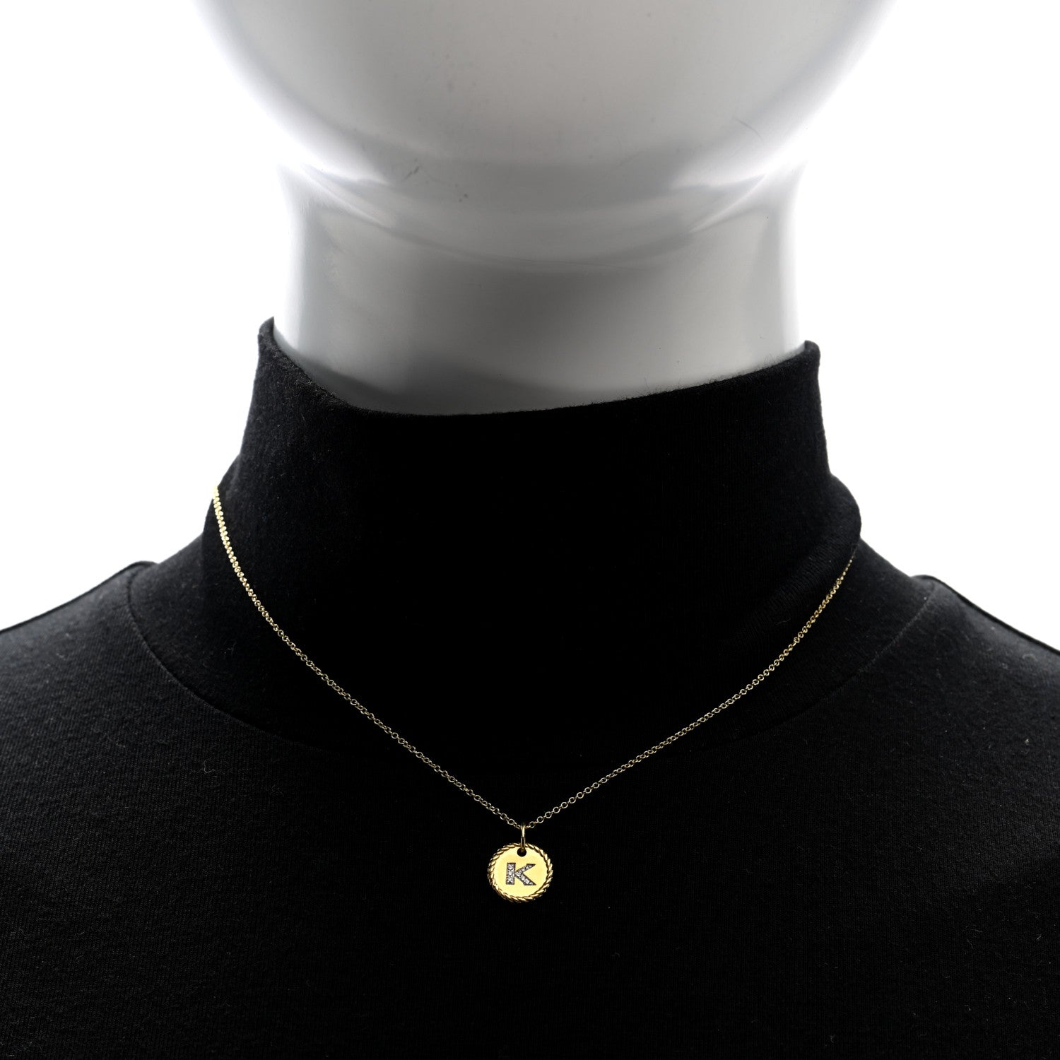 David Yurman 18K Yellow Gold Diamond Initial K Charm Pendant Necklace 2 of 4