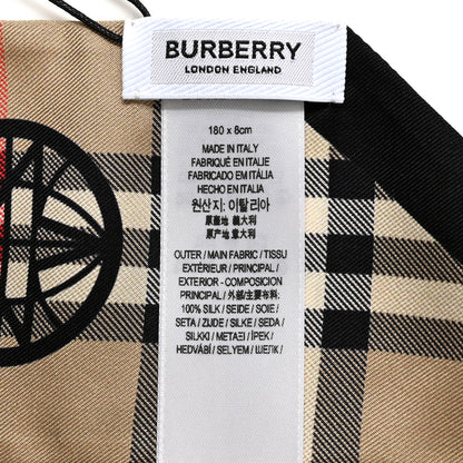 Burberry Silk Floral Check Print Skinny Scarf Beige 3 of 3